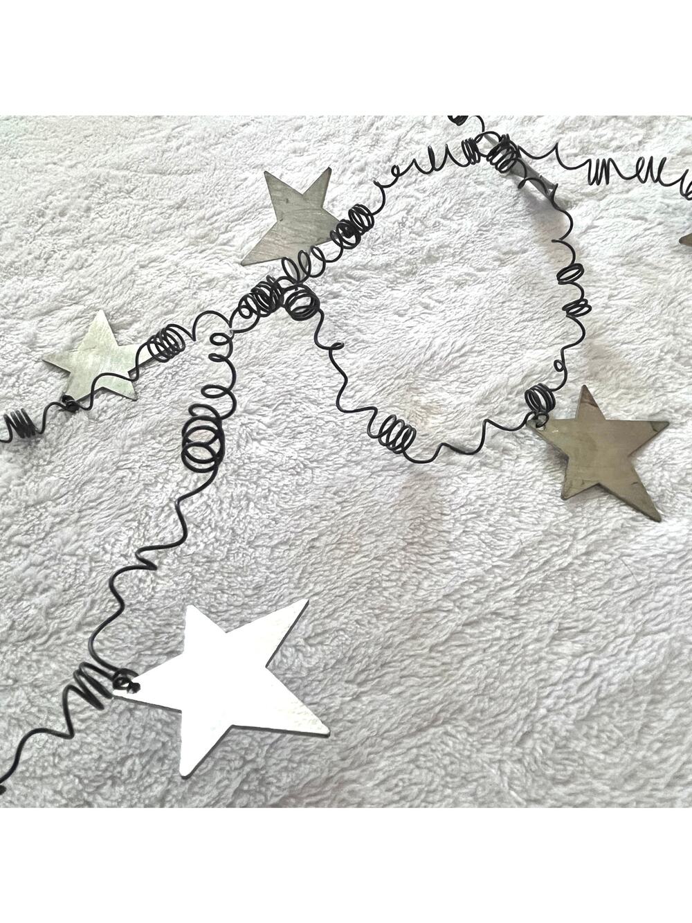 Handcrafted Garland Metal Stars on Coiled Wire 2-43" Strands Americana Country